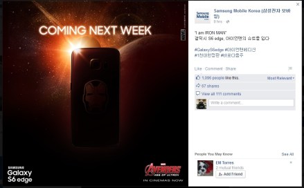 "Yo soy Iron Man" Edge Galaxy S6, se puso un traje de Iron Man # # GalaxyS6edge Iron Man Edición 1000 Edición Limitada # # siguiente a la derecha